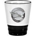 1.5 Oz. Heartland Ceramic Shot Glass - White/Maroon Red